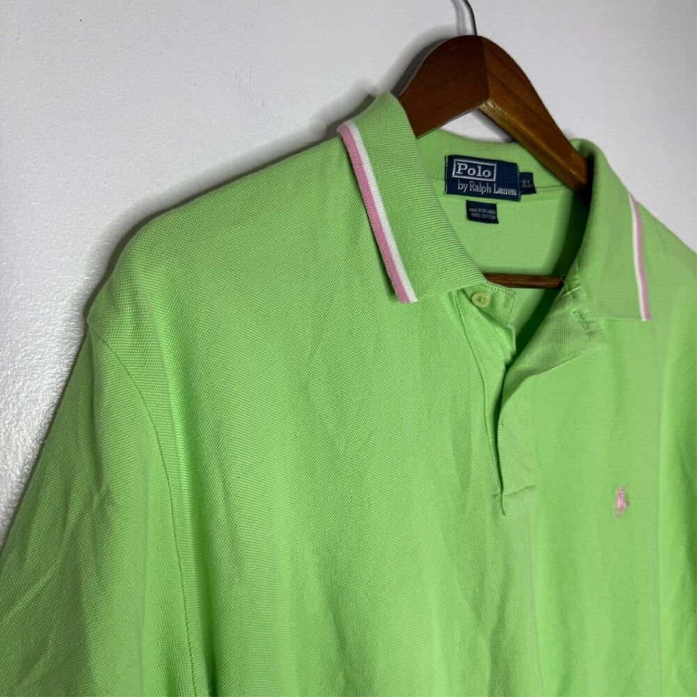 Polo Ralph Lauren XL Green Polo Shirt Vintage Preppy Tennis Golf Classic Men's